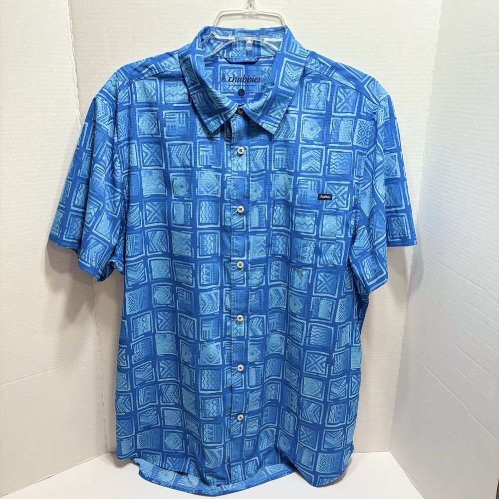 Chubbies Men’s Blue Friday Shirt Button Up Short Sleeve Size Large